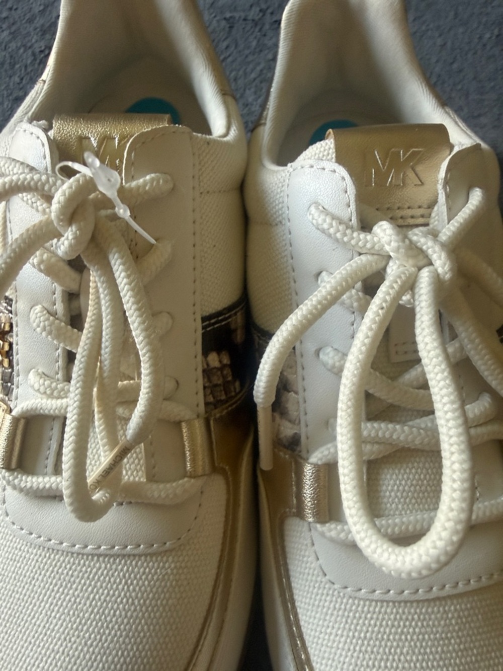 Michael Kors Women Cream and Gold Sneakers - Picture 11 of 12